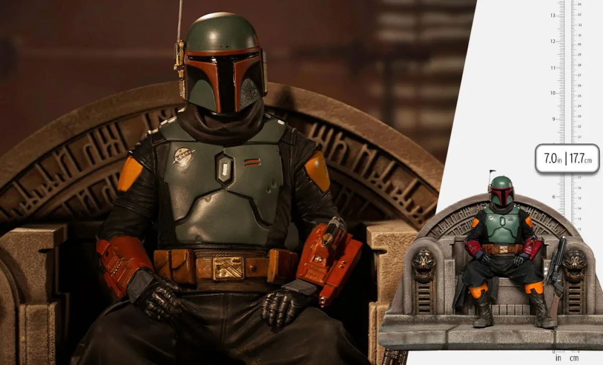 Iron Studios Star Wars The Mandalorian Boba Fett on Throne Deluxe 1:10 Scale Statue