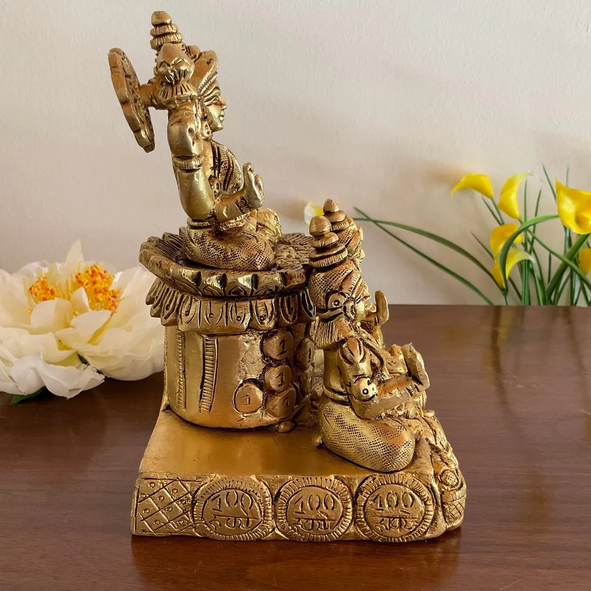 Lakshmi Kuber Brass Idol - Pooja Statue for Home - Festive Decor